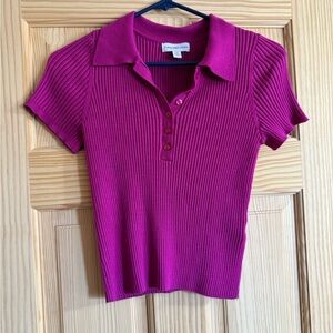 Calvin Klein Jeans Magenta Ribbed Button Down Shirt